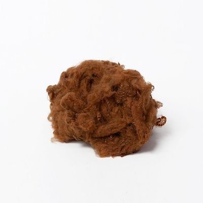 Camel Colored 1.2D 32mm Polyester Yarn Raw Material For Blankets